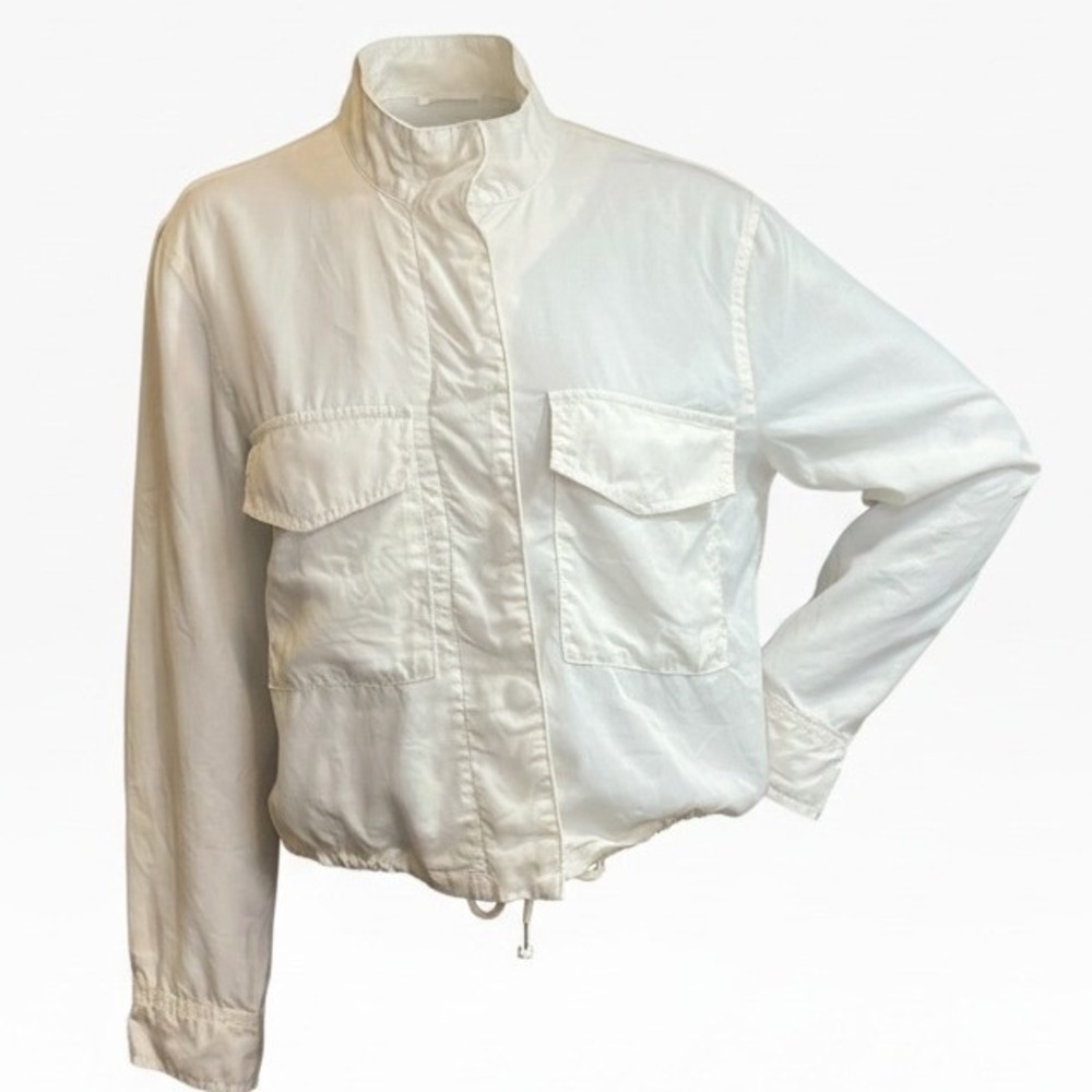 Sanctuary Cropped Off White Utility Jacket Women XS Drawstring Hem #70C